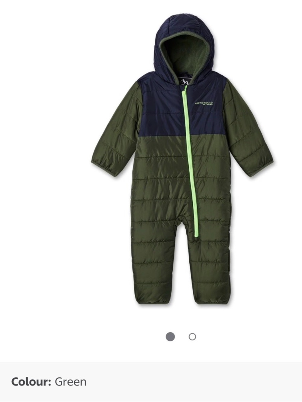 Kids' Green & Navy Insulated Hooded Snowsuit